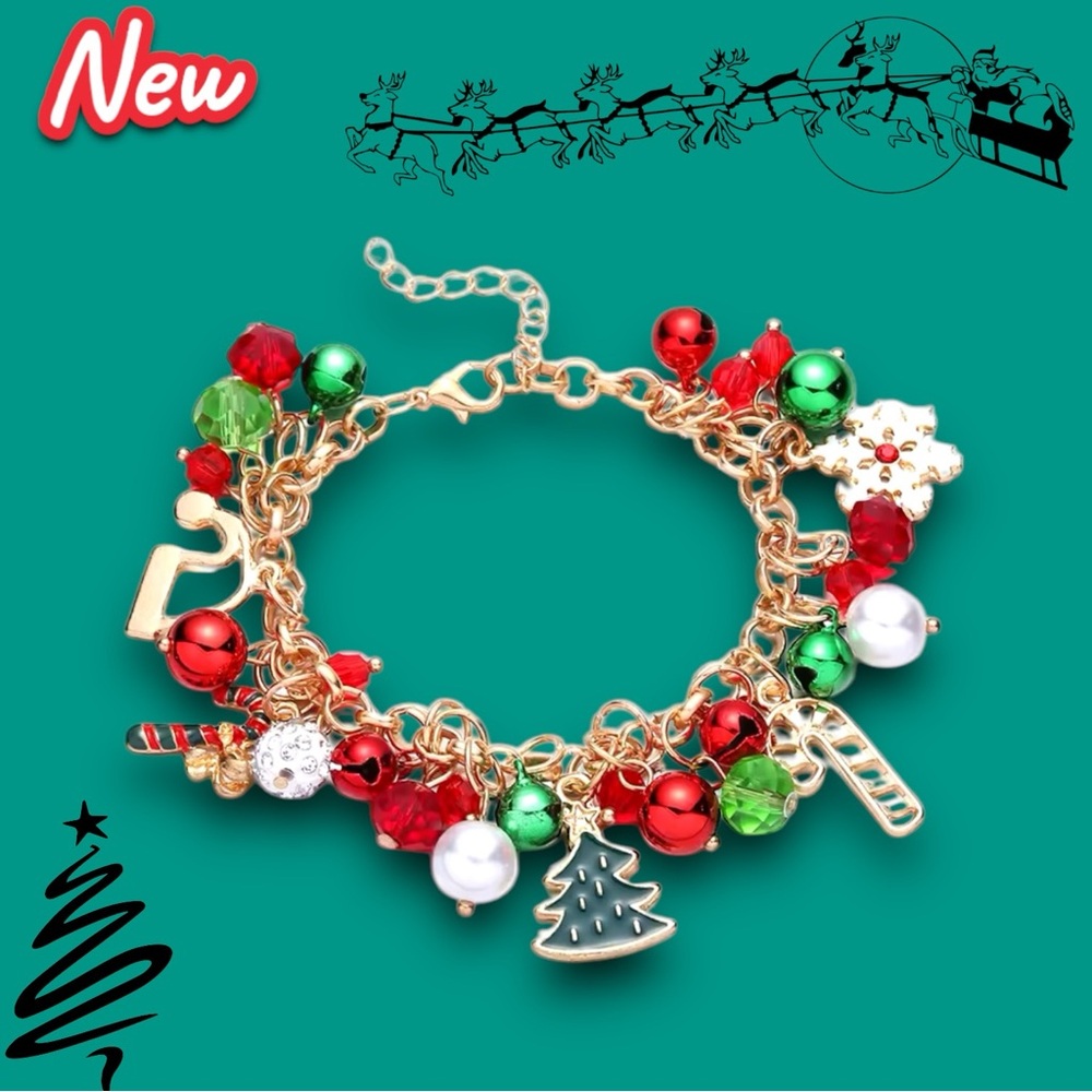 New Christmas Jingle Bells (they actually make noise) Gold Tone Charm Bracelet
